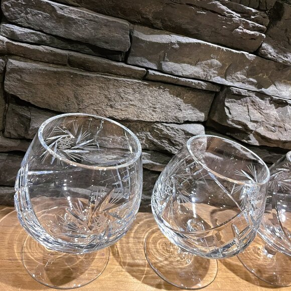ELEGANT CRYSTAL Water or Brandy Snifter Glasses 3 plus 1 set Pinwheel - Picture 3 of 11